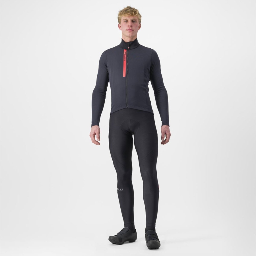 Black / Red Castelli ENTRATA THERMAL Men Jersey | HCT064235