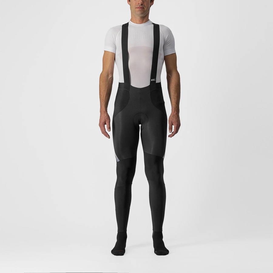 Black / Silver Castelli SORPASSO RoS Men Bib Tights | ZCK146375