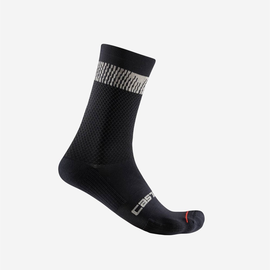 Black / Silver Castelli UNLIMITED 18 Men Socks | CDX761459