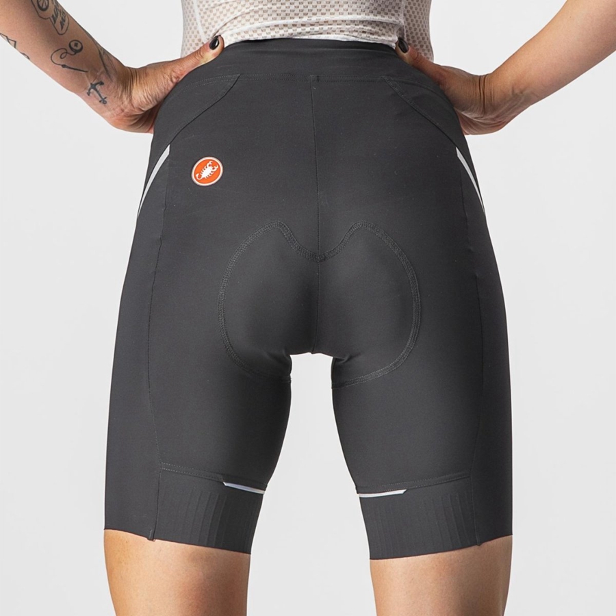 Black / Silver Castelli VELOCISSIMA 3 Women Shorts | FKC671354