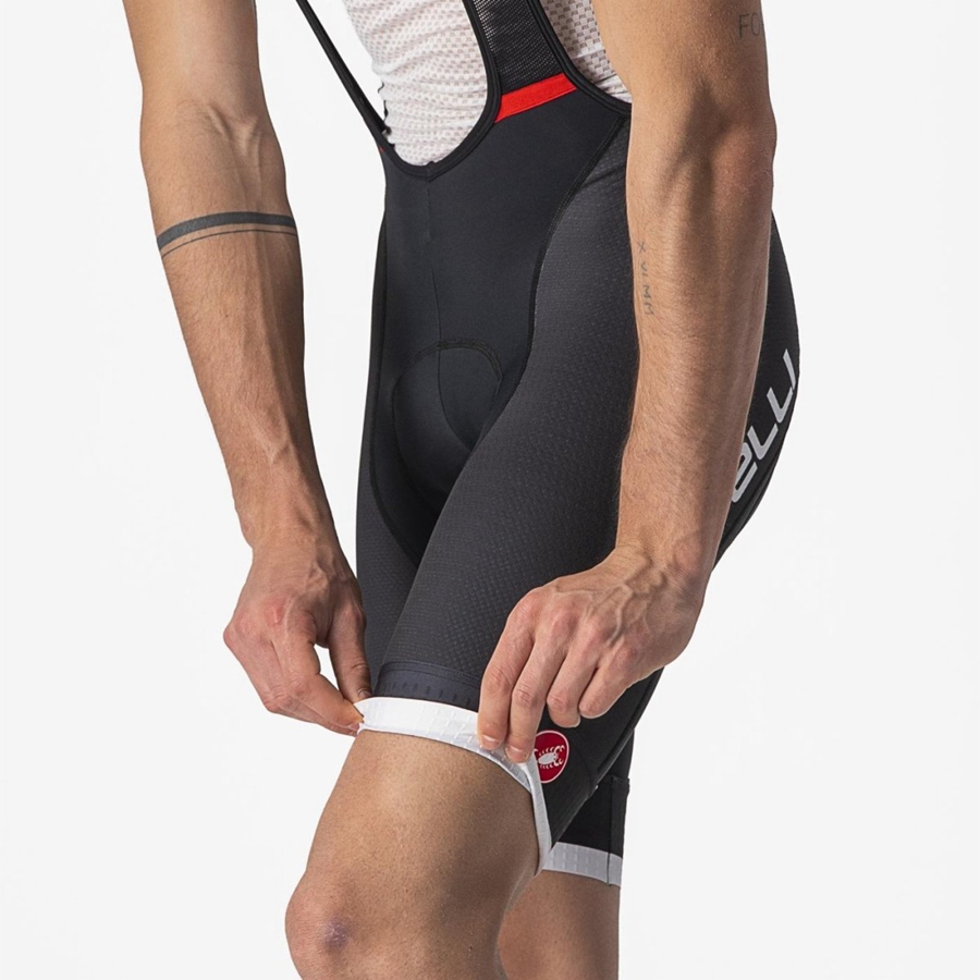 Black / Silver Grey Castelli COMPETIZIONE KIT Men Bib Shorts | UVA178369