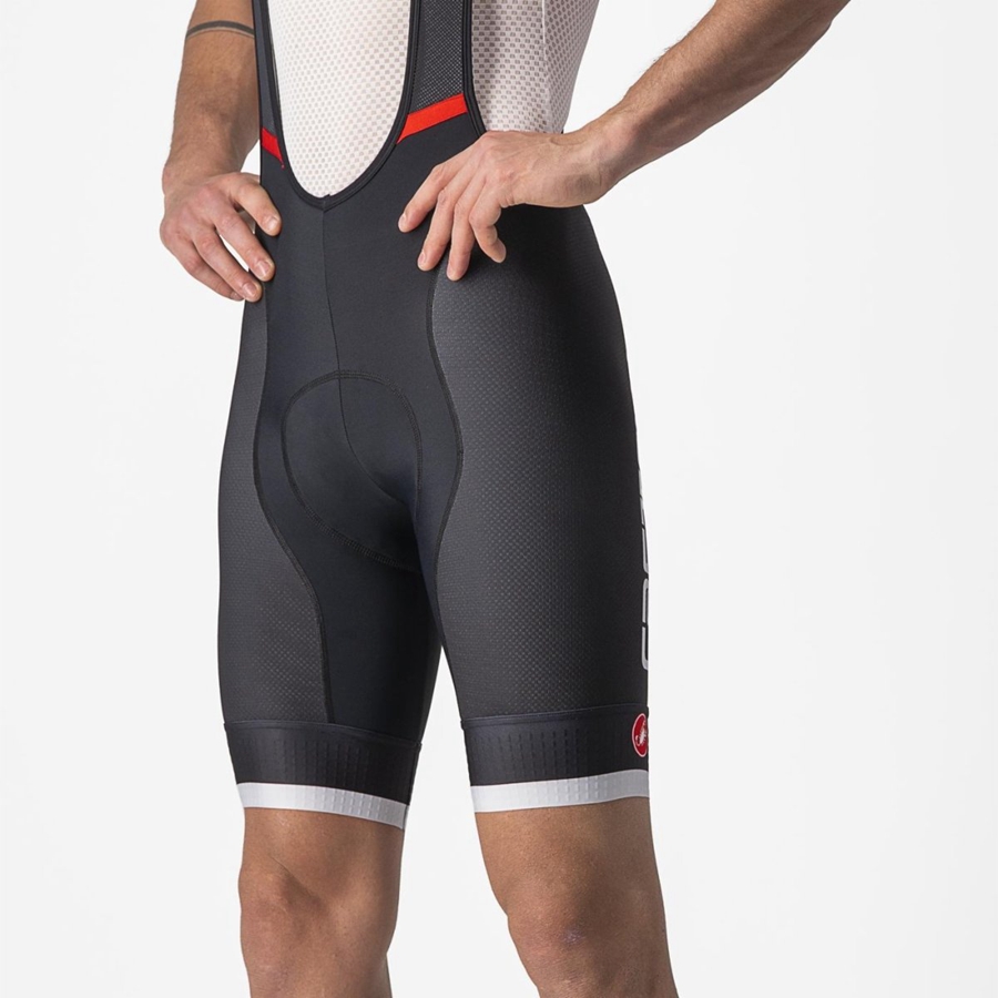 Black / Silver Grey Castelli COMPETIZIONE KIT Men Bib Shorts | UVA178369