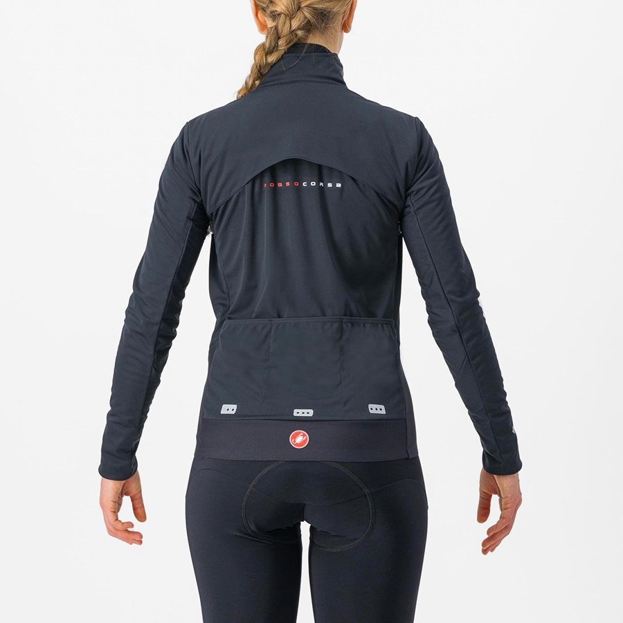 Black / Silver / Dark Castelli ALPHA DOPPIO ROS W Women Jackets | FCK321956