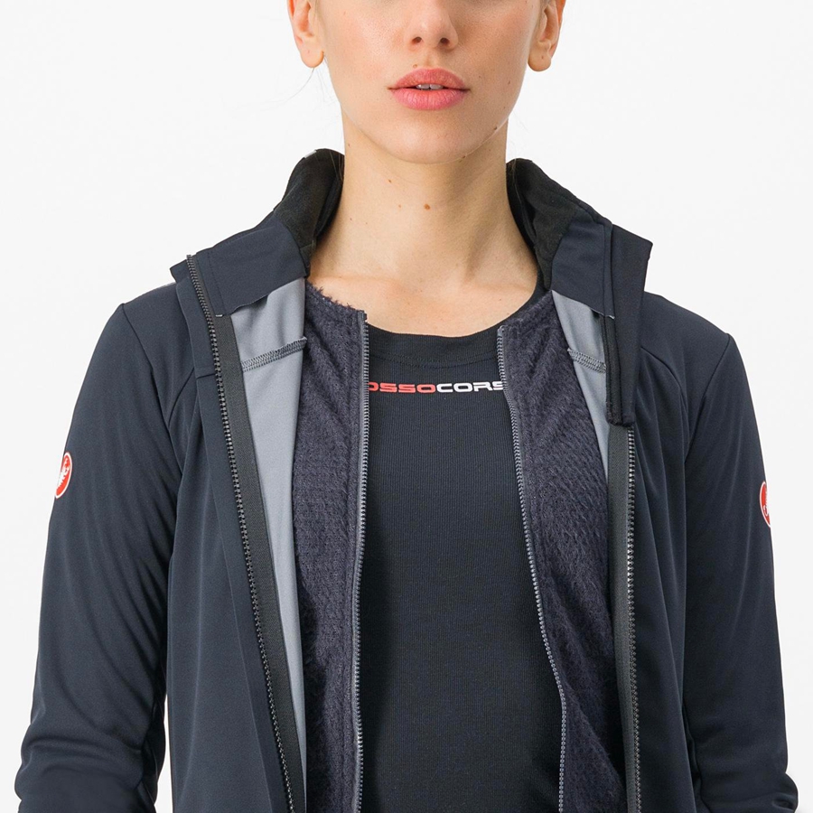 Black / Silver / Dark Castelli ALPHA DOPPIO ROS W Women Jackets | FCK321956