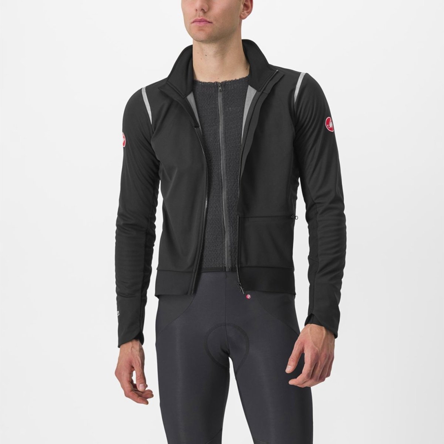 Black / Silver / Dark Castelli ALPHA DOPPIO ROS Men Jackets | ZXB720863