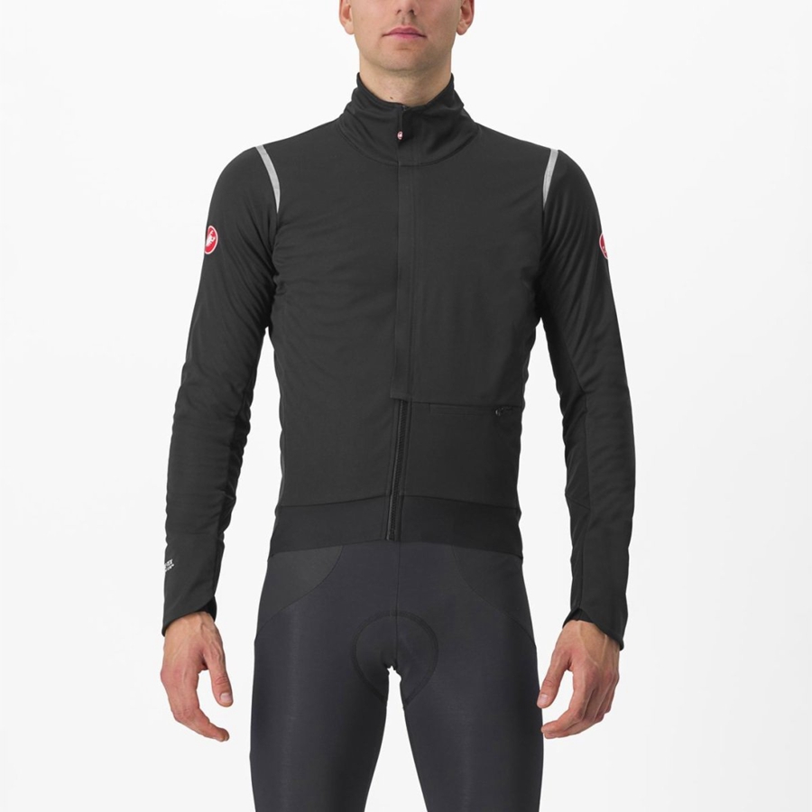 Black / Silver / Dark Castelli ALPHA DOPPIO ROS Men Jackets | ZXB720863