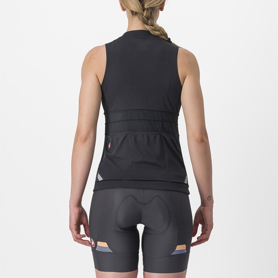 Black / White Castelli ANIMA 4 SLEEVELESS Women Jersey | SXR248106