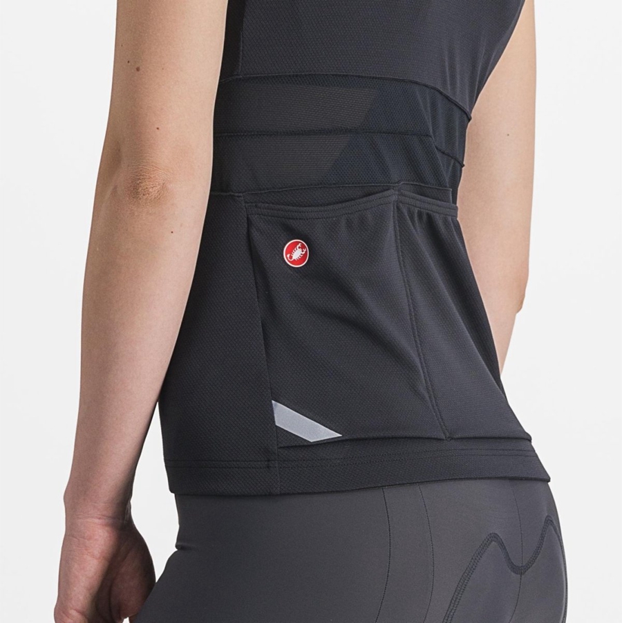 Black / White Castelli ANIMA 4 SLEEVELESS Women Jersey | SXR248106