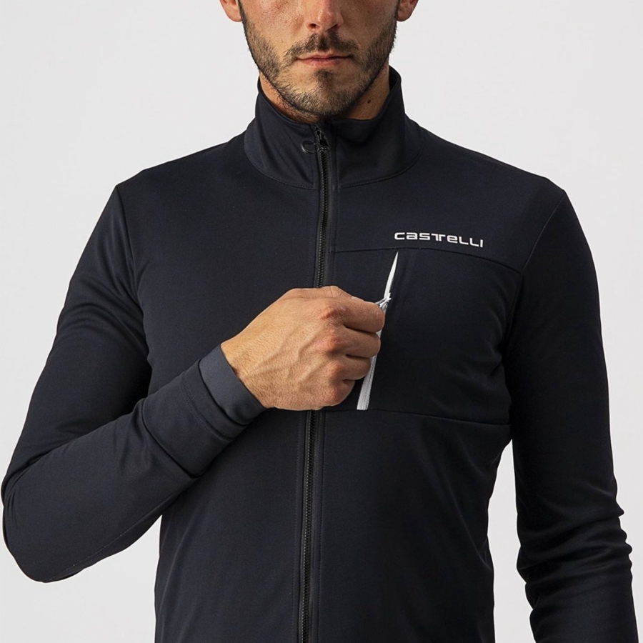 Black / White Castelli GO Men Jackets | PLM435087