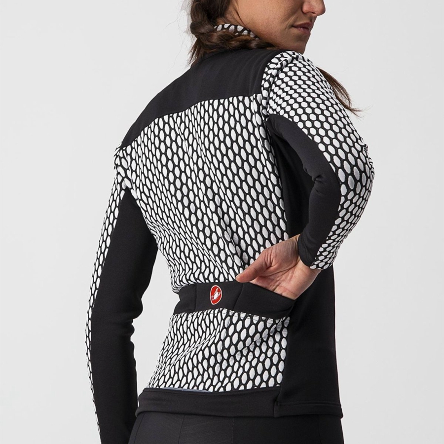 Black / White Castelli SFIDA 2 FZ Women Jersey | TVB872945