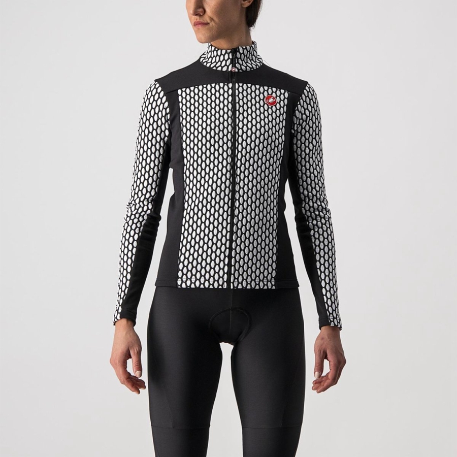 Black / White Castelli SFIDA 2 FZ Women Jersey | TVB872945