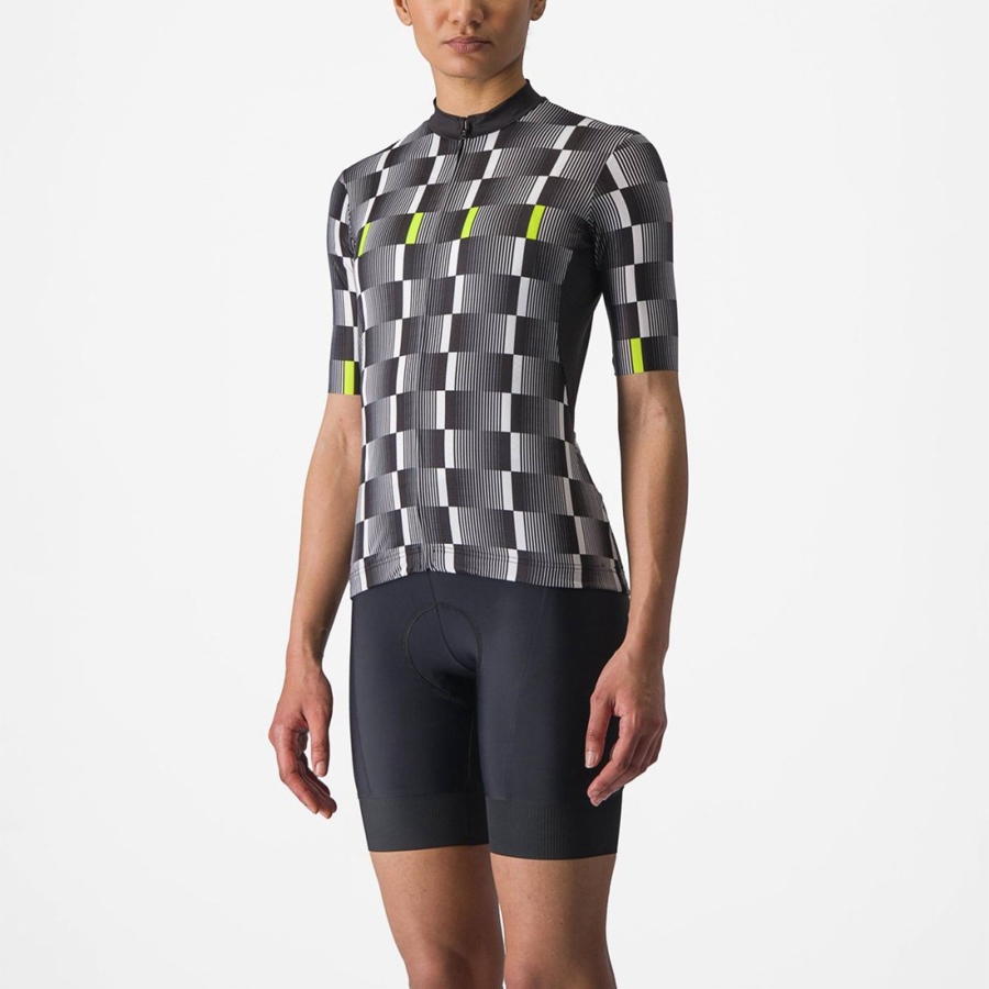 Black / White / Light Green Castelli DIMENSIONE Women Jersey | CVY239180