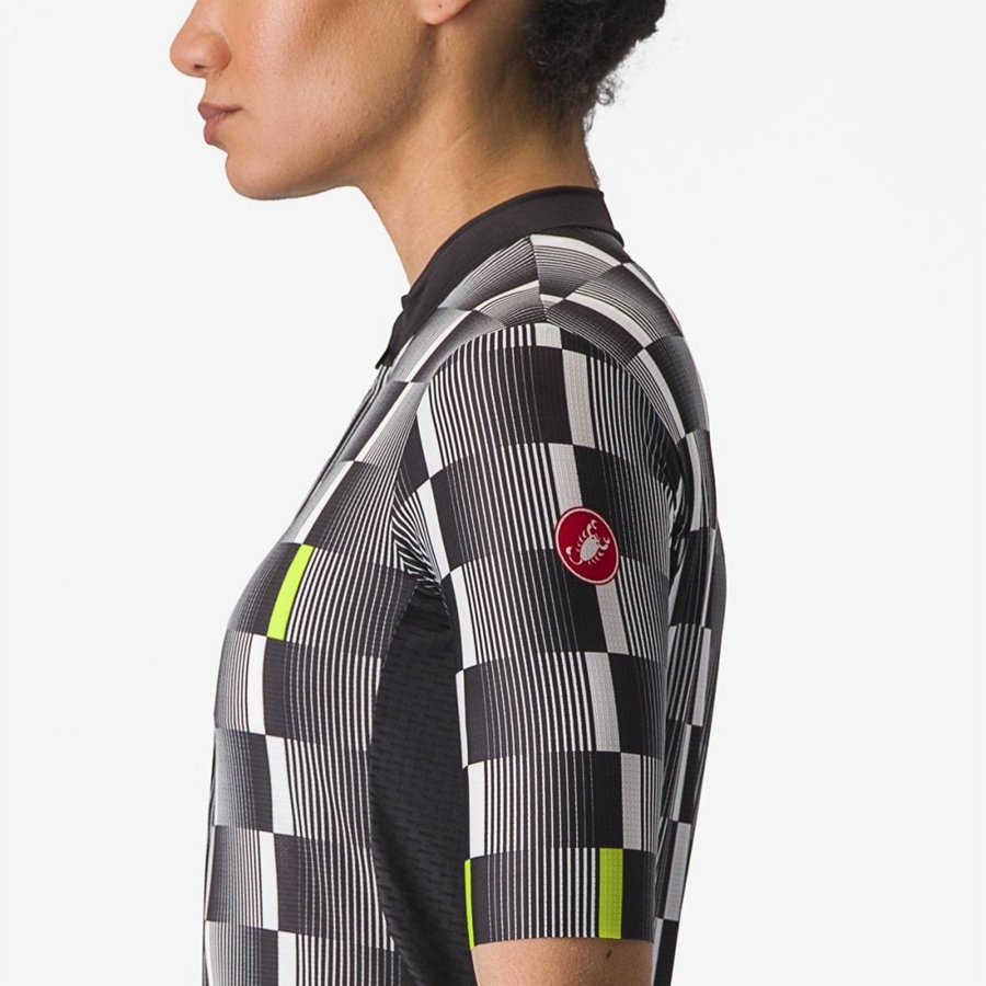 Black / White / Light Green Castelli DIMENSIONE Women Jersey | CVY239180