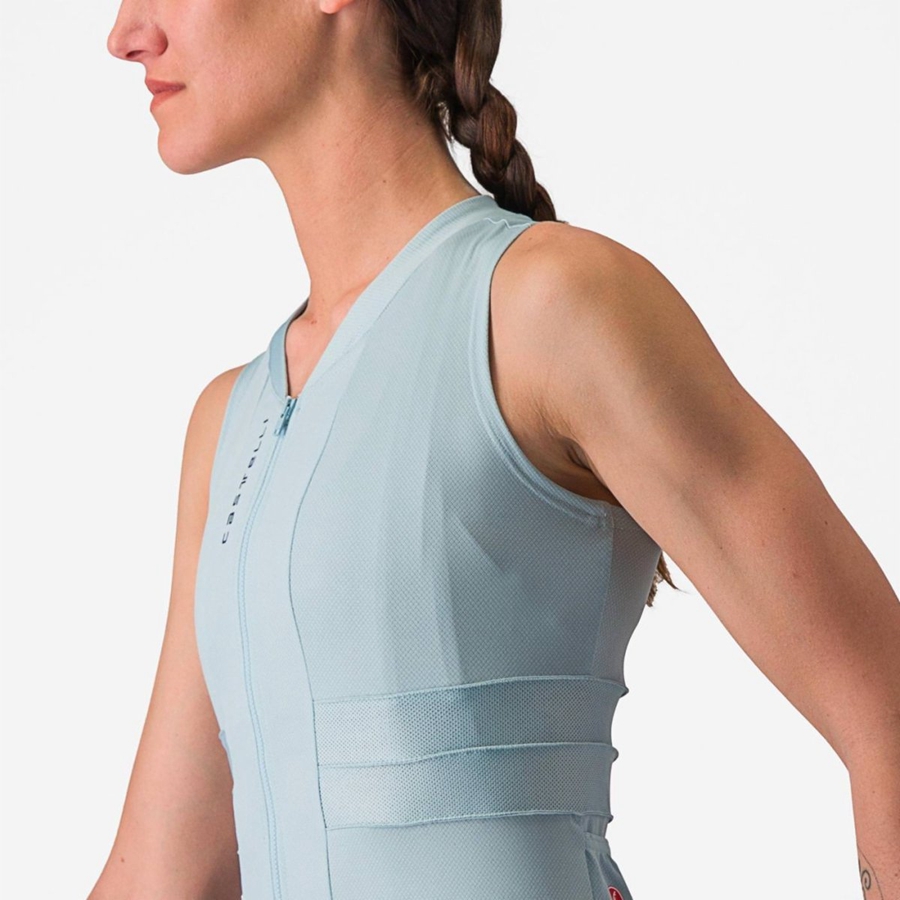 Blue / Dark Grey Blue Castelli ANIMA 4 SLEEVELESS Women Jersey | CSZ496052