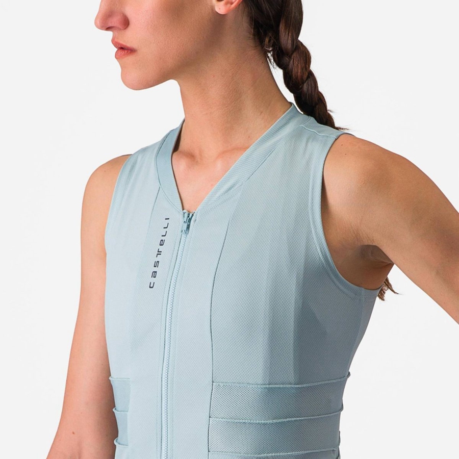 Blue / Dark Grey Blue Castelli ANIMA 4 SLEEVELESS Women Jersey | CSZ496052