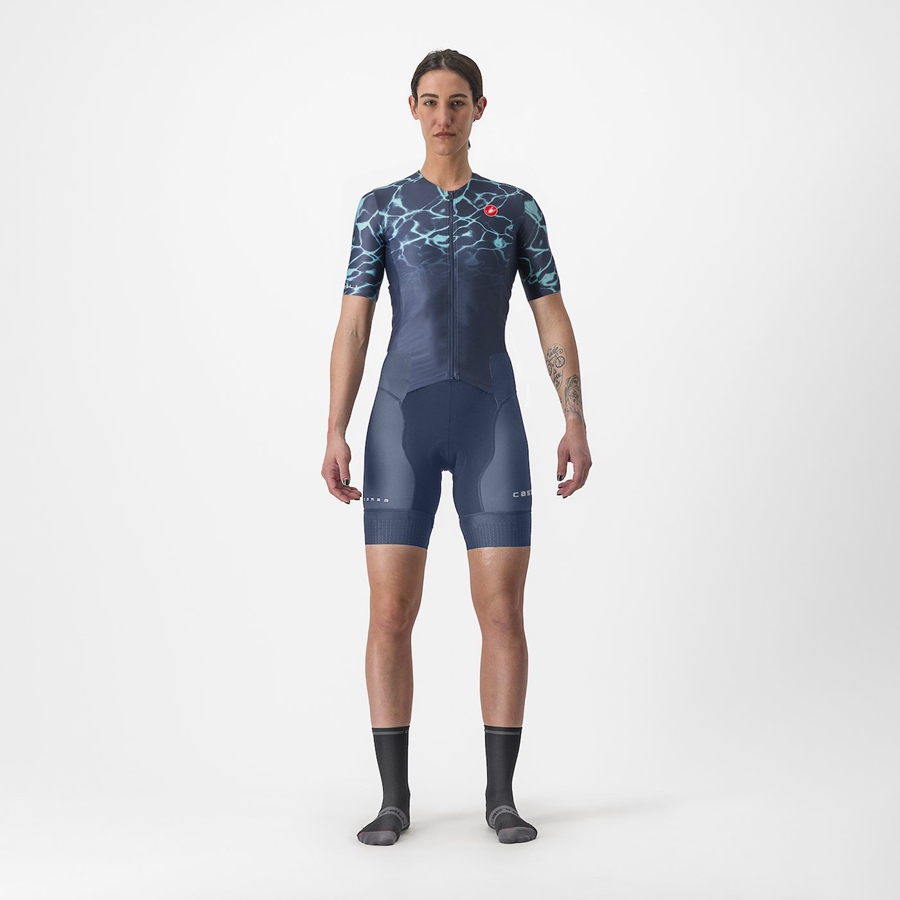 Blue / Light Turquoise Castelli FREE SANREMO 2 W SHORT SLEEVE Women Suits | AUS642930