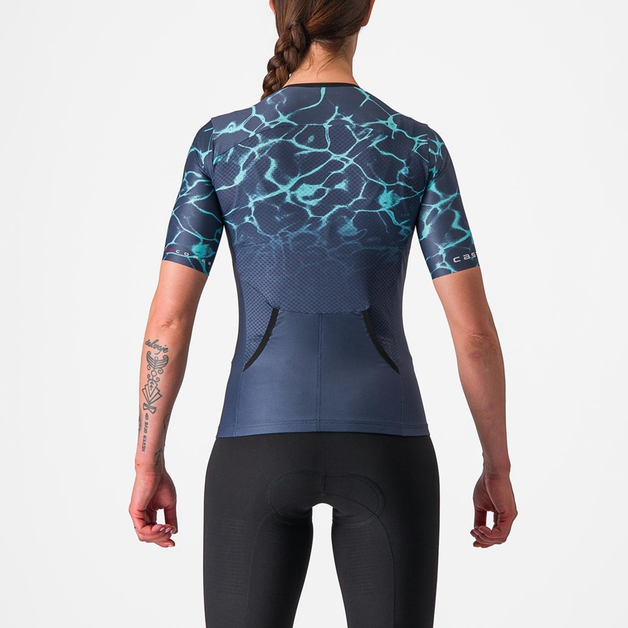 Blue / Light Turquoise Castelli FREE SPEED 2 W RACE TOP Women Suits | LMB269048