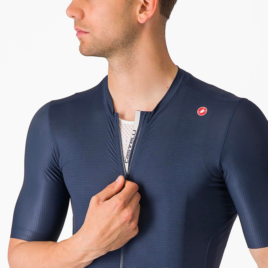 Blue / Silver Castelli ESPRESSO Men Jersey | HCM450231