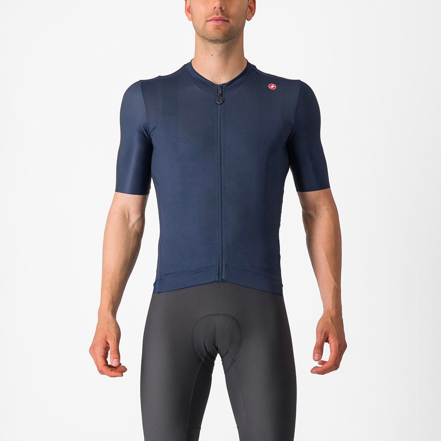 Blue / Silver Castelli ESPRESSO Men Jersey | HCM450231