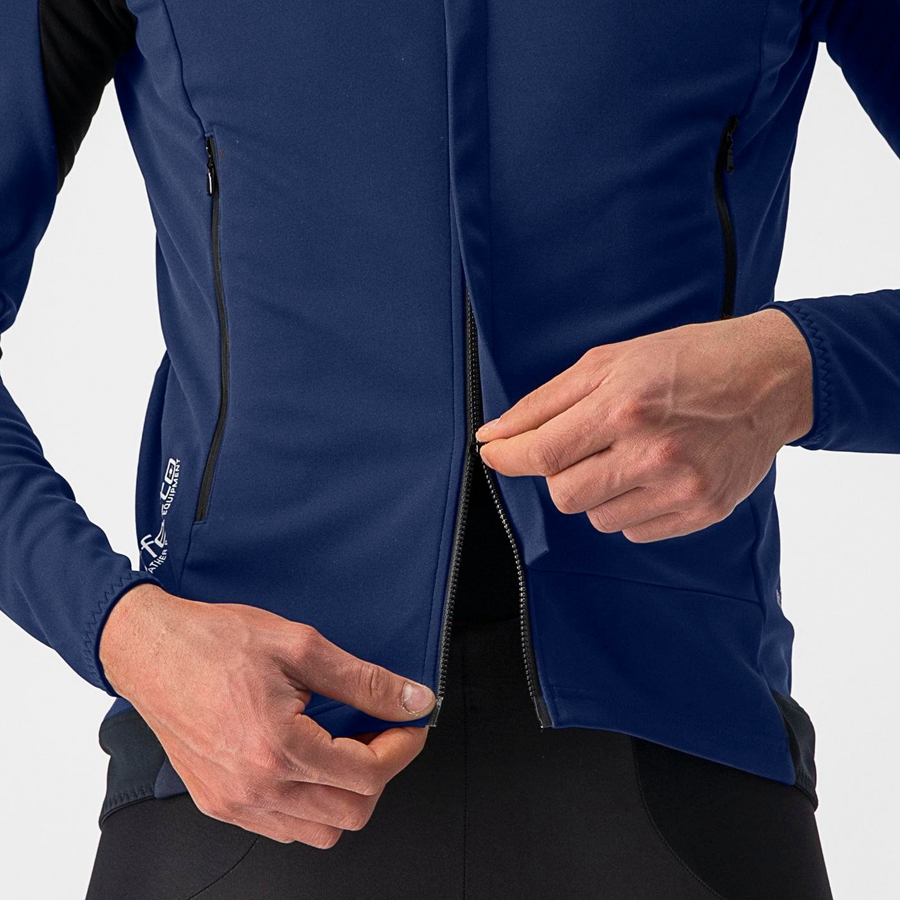 Blue / Silver Castelli PERFETTO RoS 2 Men Jackets | QGY208795