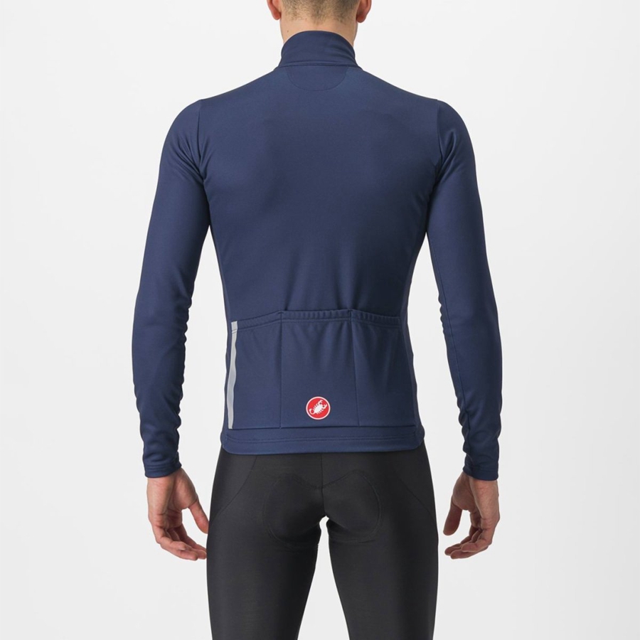 Blue / Silver Grey Castelli ENTRATA THERMAL Men Jersey | NAK527489