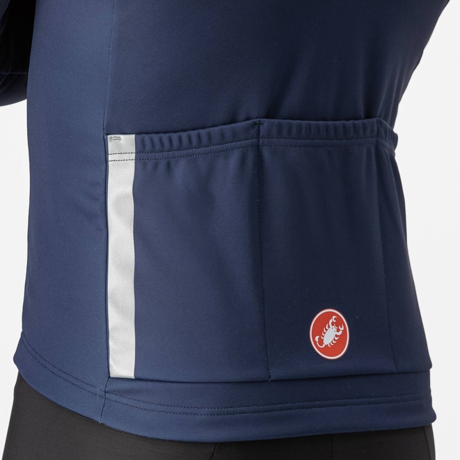 Blue / Silver Grey Castelli ENTRATA THERMAL Men Jersey | NAK527489