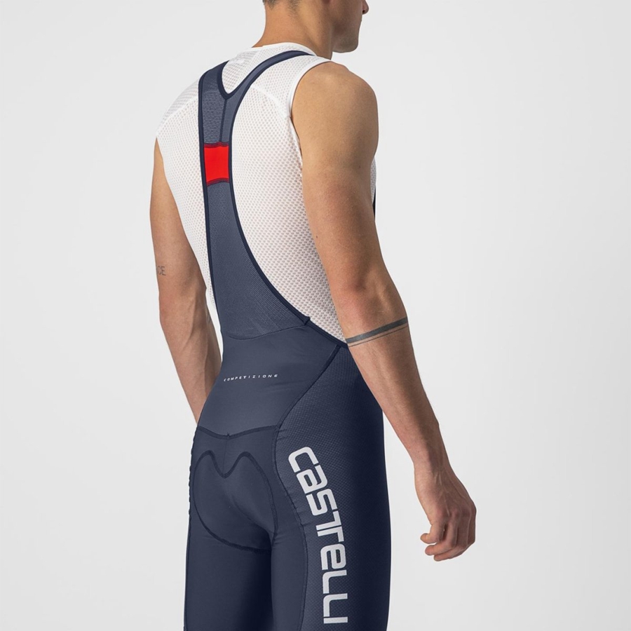 Blue / White / Silver Castelli COMPETIZIONE KIT Men Bib Shorts | VLK451768