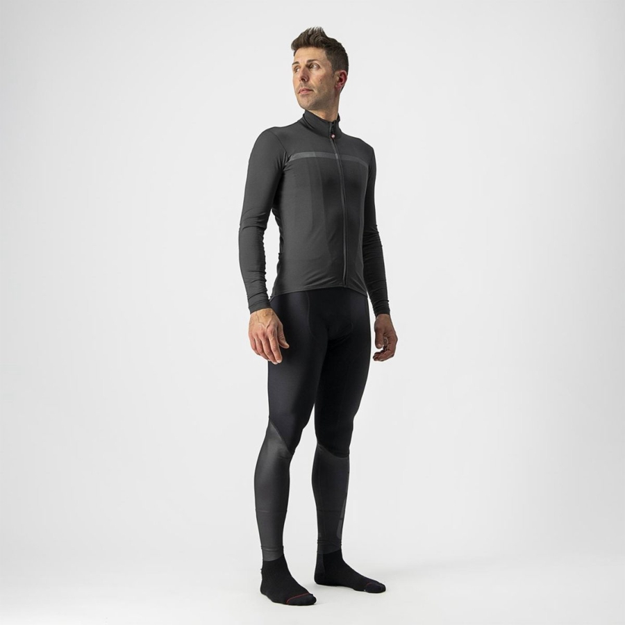 Dark Grey Castelli PRO THERMAL MID LS Men Jersey | IDA826514