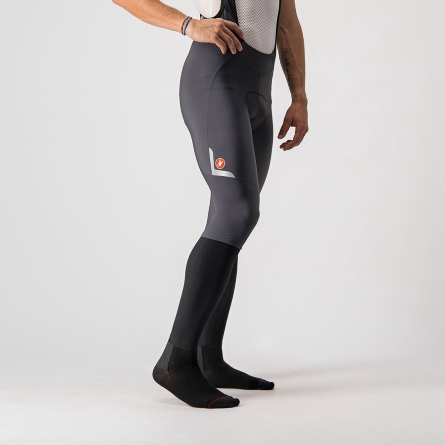 Dark Grey / Silver Castelli VELOCISSIMO 5 Men Bib Tights | QPJ705841