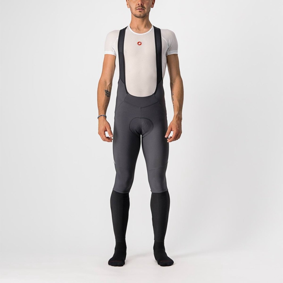 Dark Grey / Silver Castelli VELOCISSIMO 5 Men Bib Tights | QPJ705841