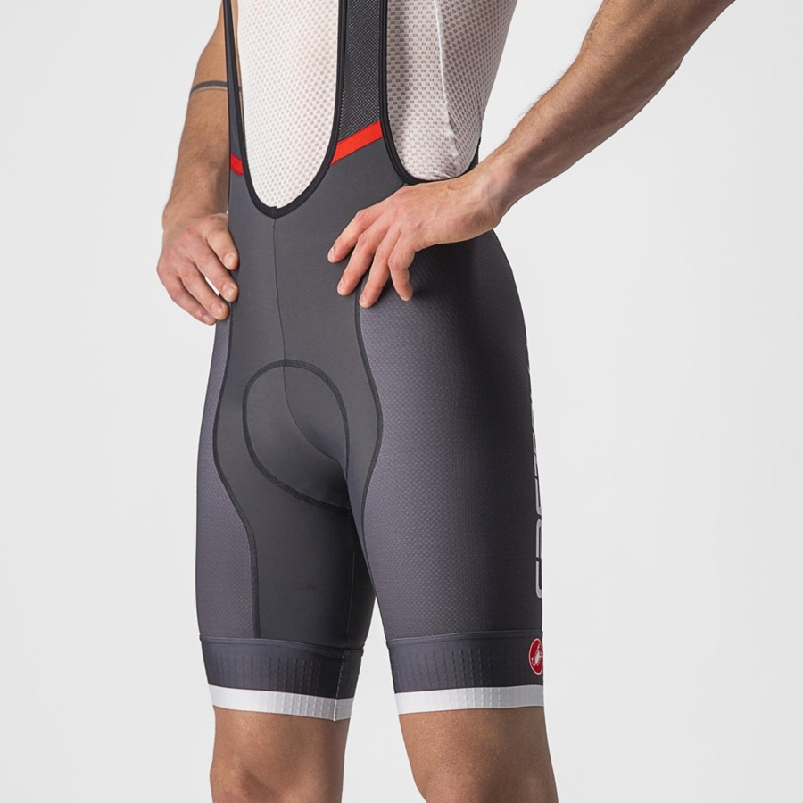 Dark Grey / Silver Grey Castelli COMPETIZIONE KIT Men Bib Shorts | JCW175234