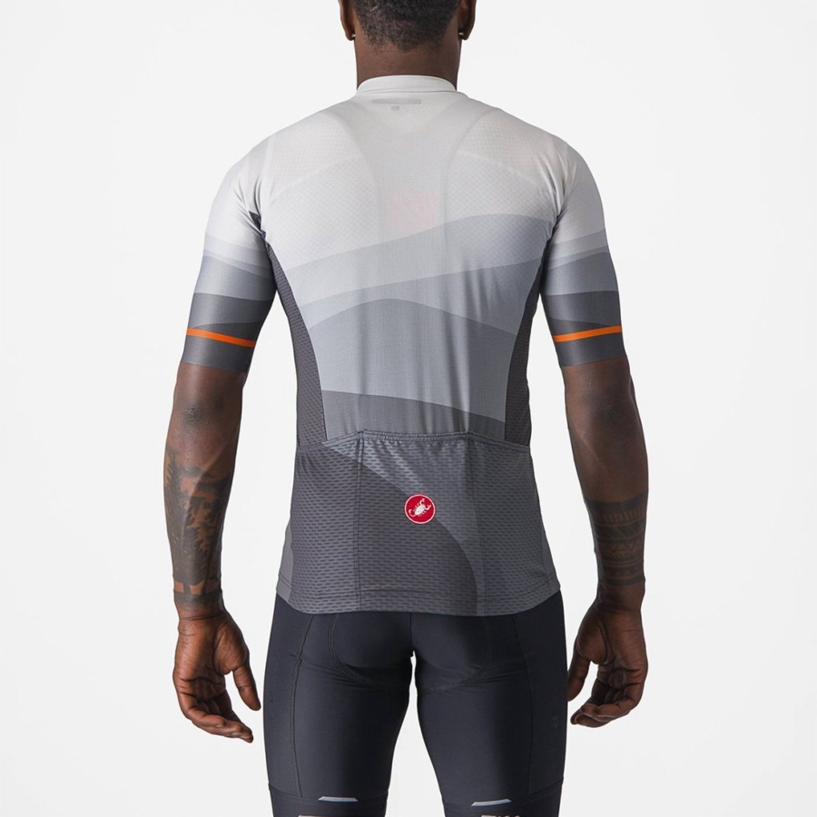 Dark Grey / Silver Grey Castelli ORIZZONTE Men Jersey | OMP781964