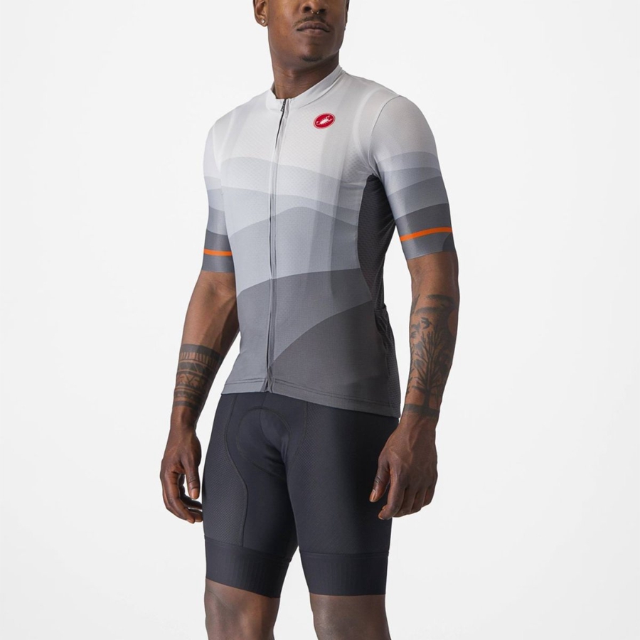 Dark Grey / Silver Grey Castelli ORIZZONTE Men Jersey | OMP781964