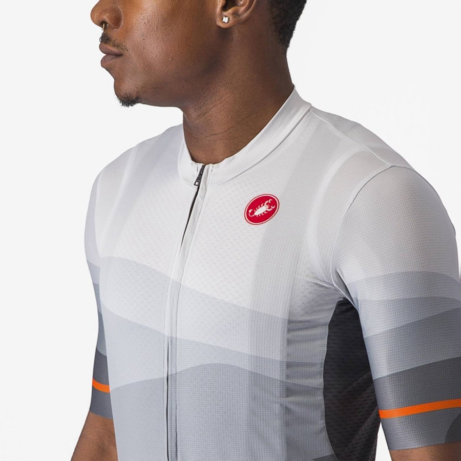 Dark Grey / Silver Grey Castelli ORIZZONTE Men Jersey | OMP781964