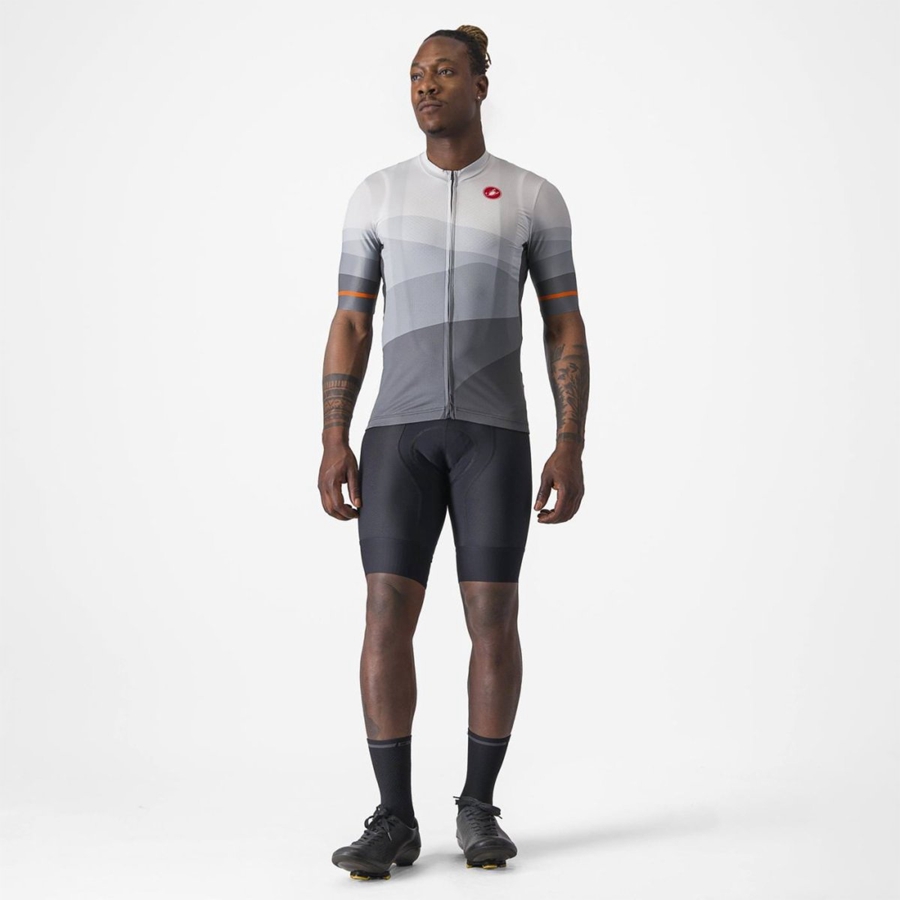 Dark Grey / Silver Grey Castelli ORIZZONTE Men Jersey | OMP781964