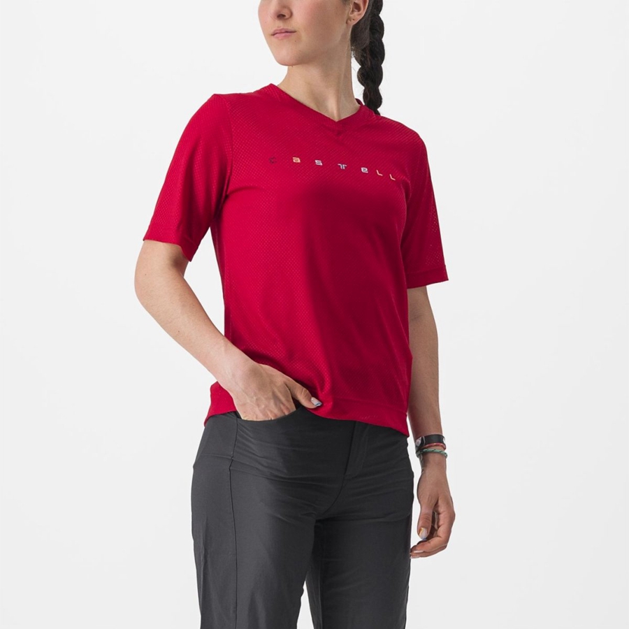 Dark Red Castelli TRAIL TECH 2 W TEE Women Jersey | JHA079653