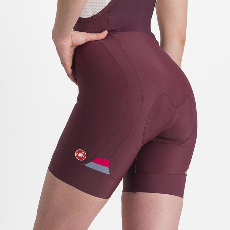 Deep Burgundy / Red Castelli PRIMA Women Bib Shorts | MXL283519