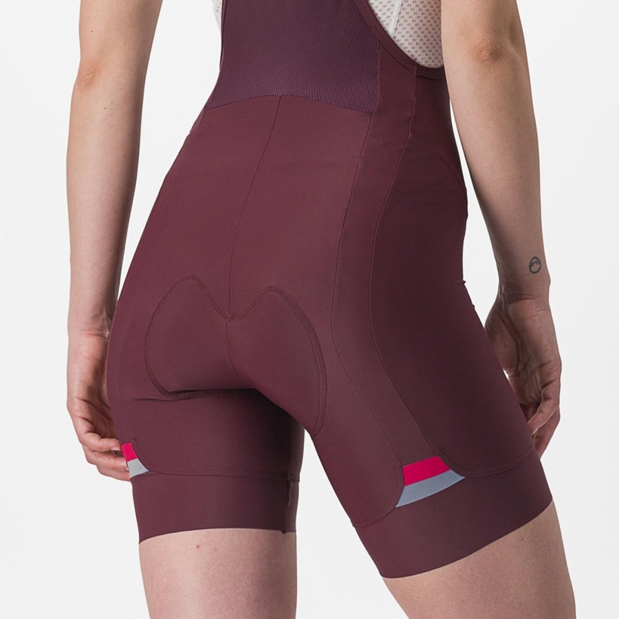 Deep Burgundy / Red Castelli PRIMA Women Bib Shorts | MXL283519