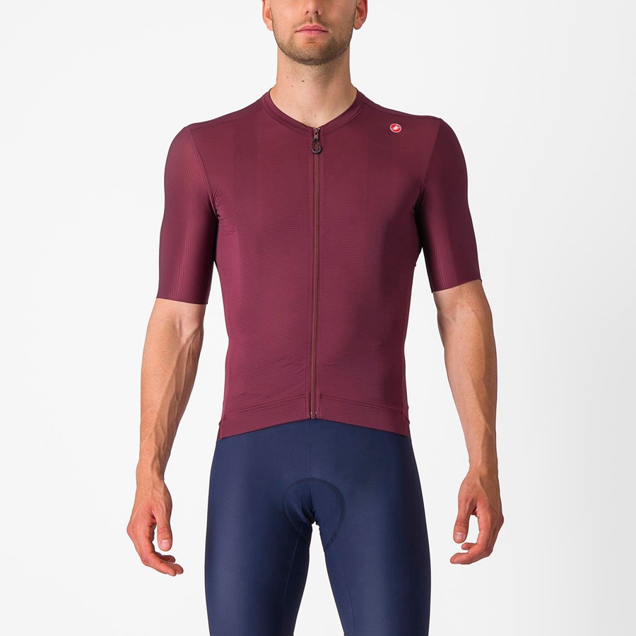 Deep Burgundy / Silver Castelli ESPRESSO Men Jersey | XRV035967