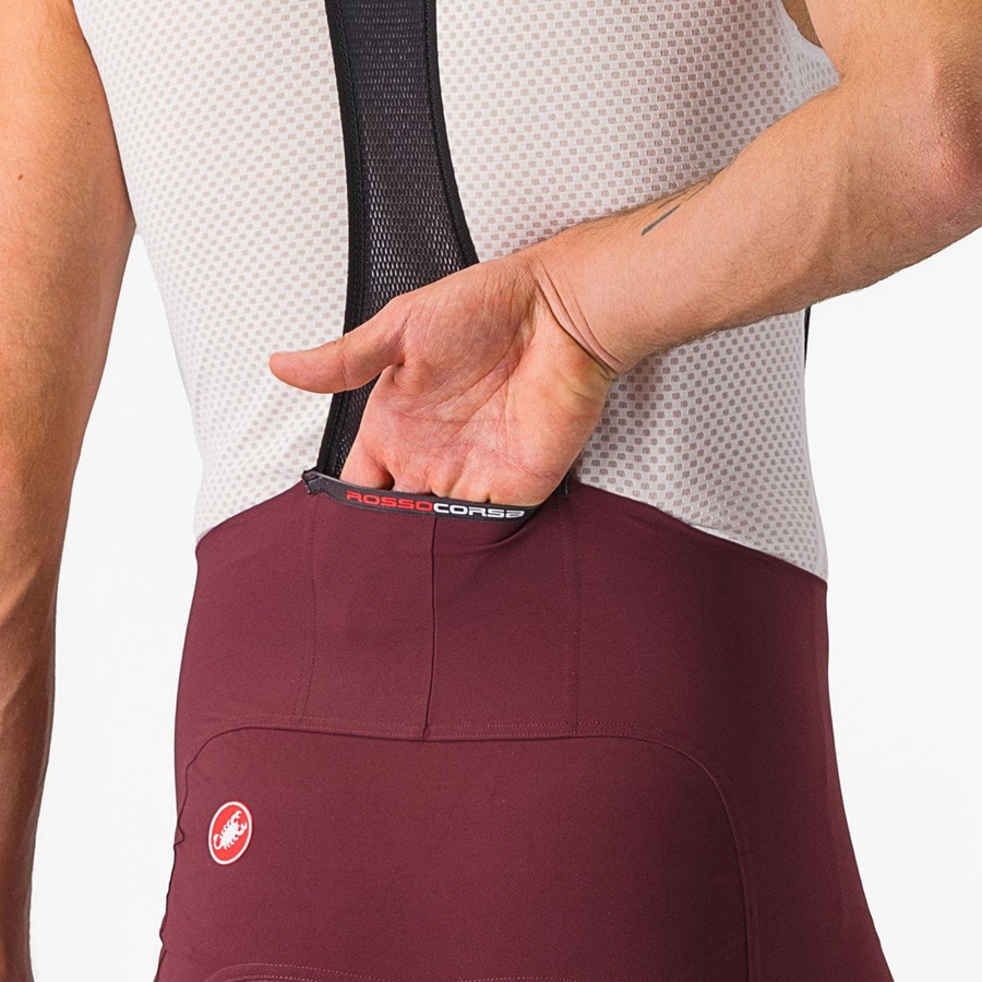 Deep Burgundy / White Castelli FREE AERO RC CLASSIC Men Bib Shorts | NZR046328