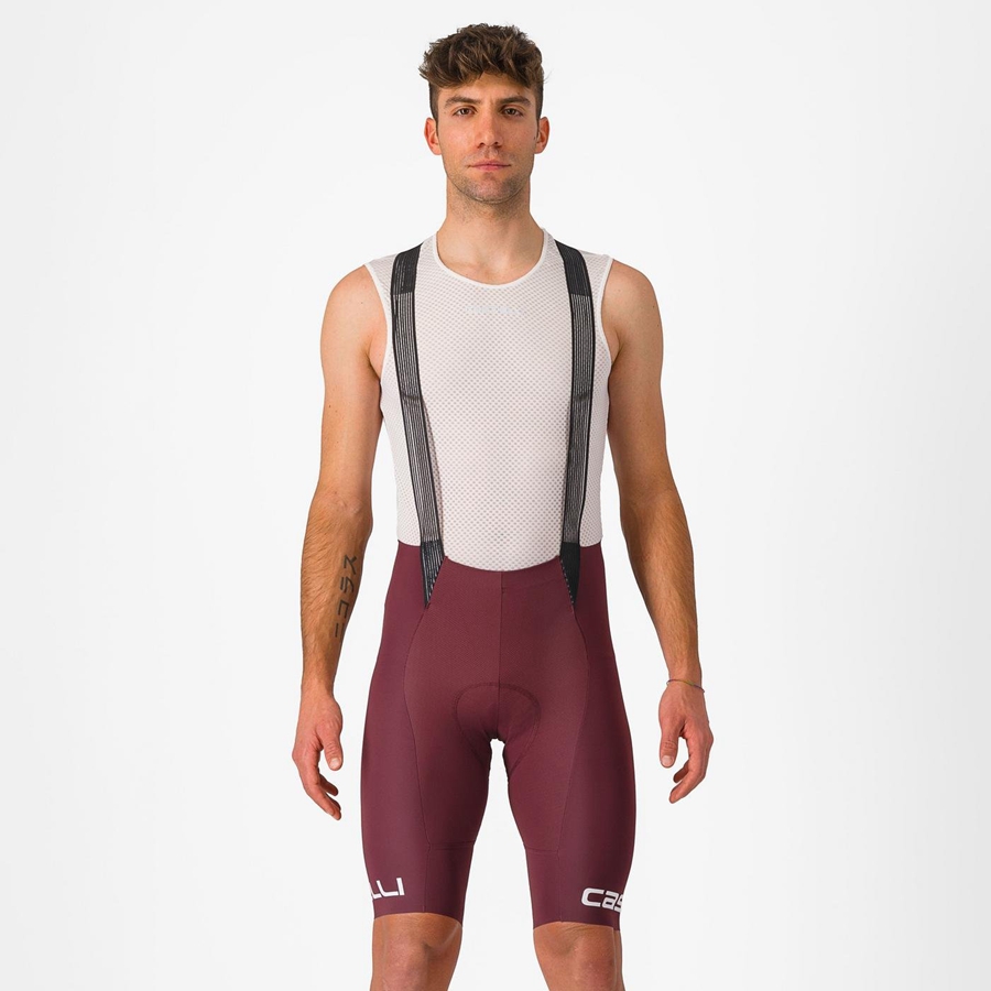 Deep Burgundy / White Castelli FREE AERO RC CLASSIC Men Bib Shorts | NZR046328