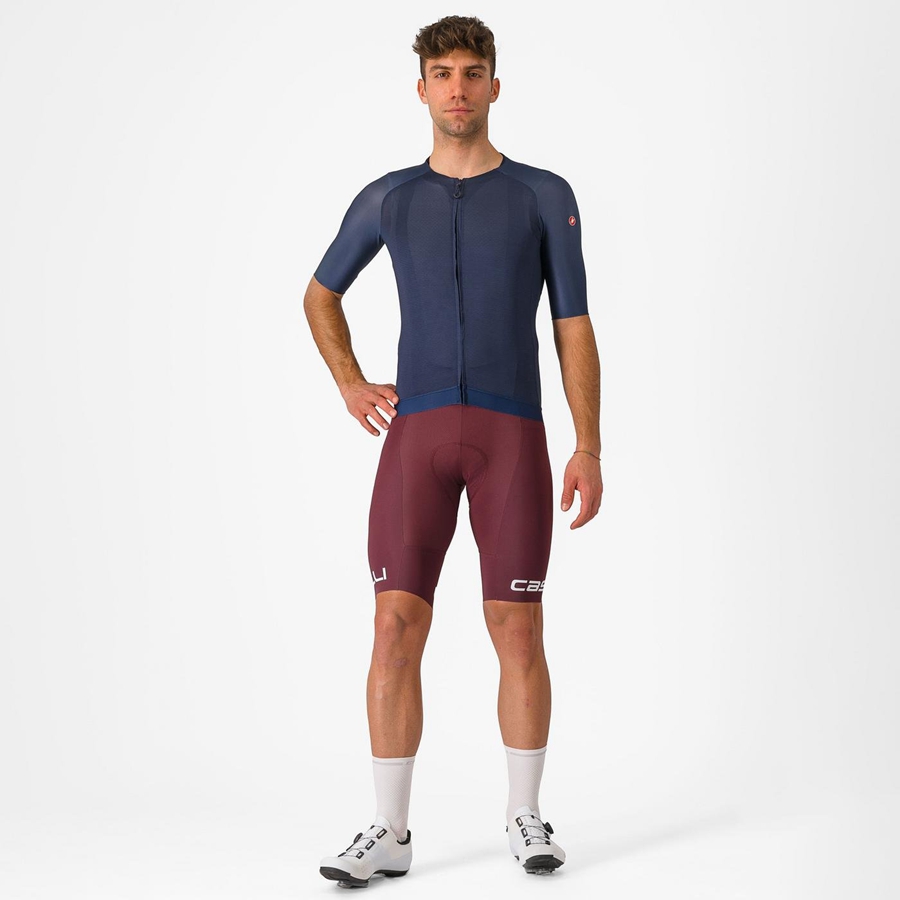 Deep Burgundy / White Castelli FREE AERO RC CLASSIC Men Bib Shorts | NZR046328