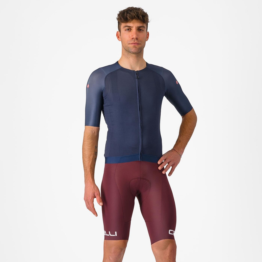 Deep Burgundy / White Castelli FREE AERO RC CLASSIC Men Bib Shorts | NZR046328