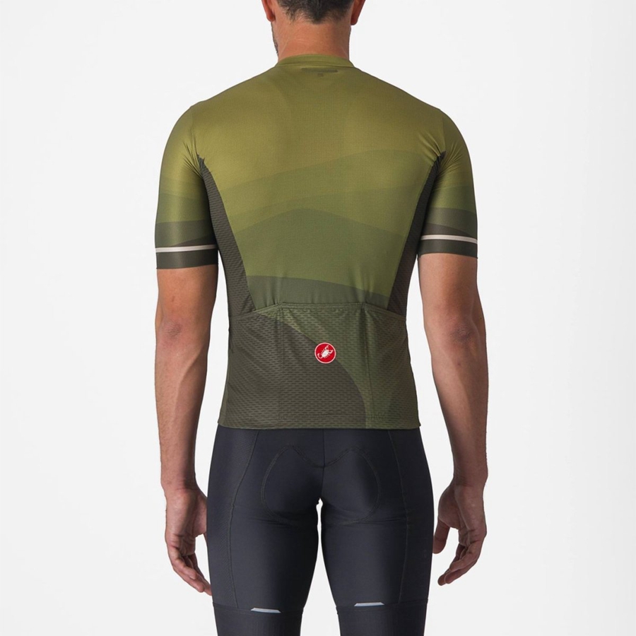 Deep Green / Olive / Silver Castelli ORIZZONTE Men Jersey | NPQ247169