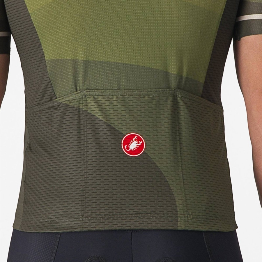 Deep Green / Olive / Silver Castelli ORIZZONTE Men Jersey | NPQ247169