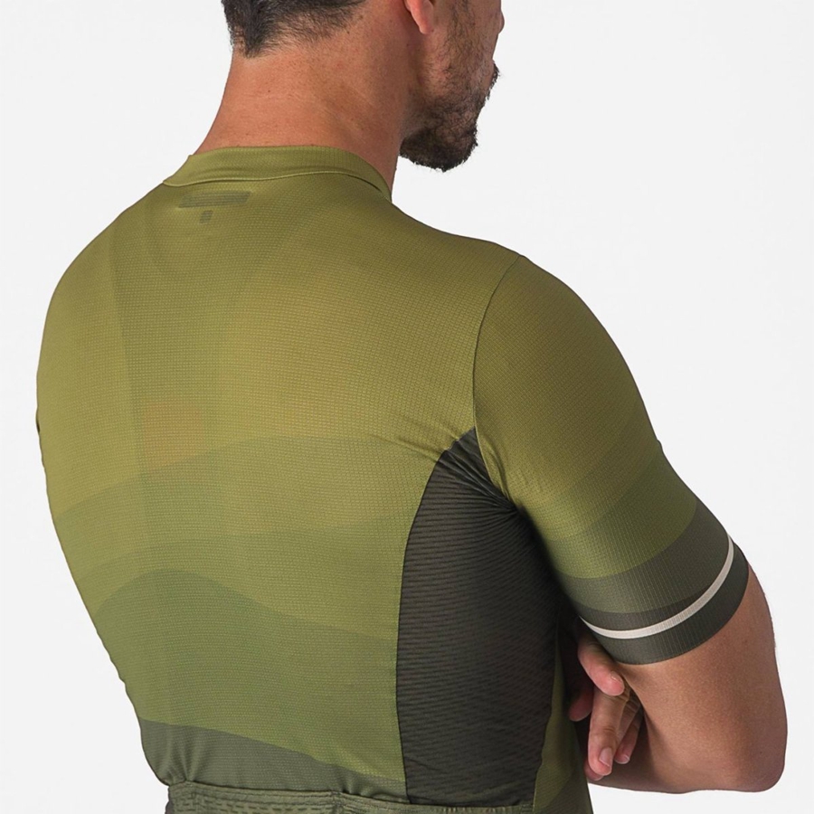 Deep Green / Olive / Silver Castelli ORIZZONTE Men Jersey | NPQ247169