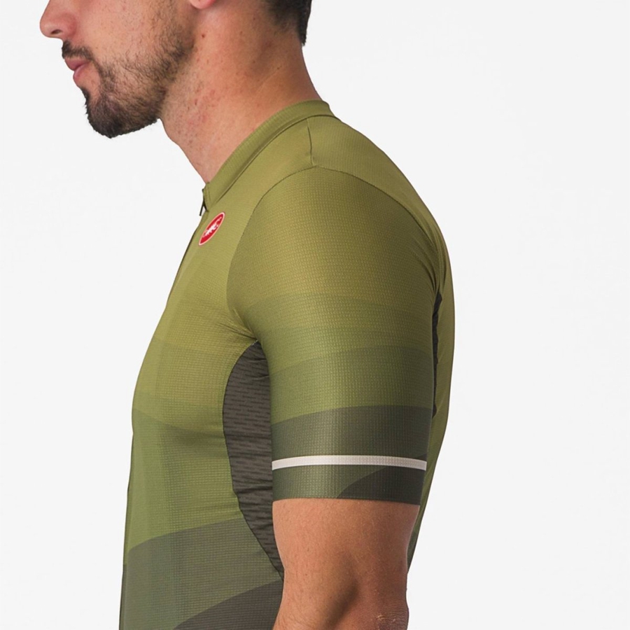 Deep Green / Olive / Silver Castelli ORIZZONTE Men Jersey | NPQ247169