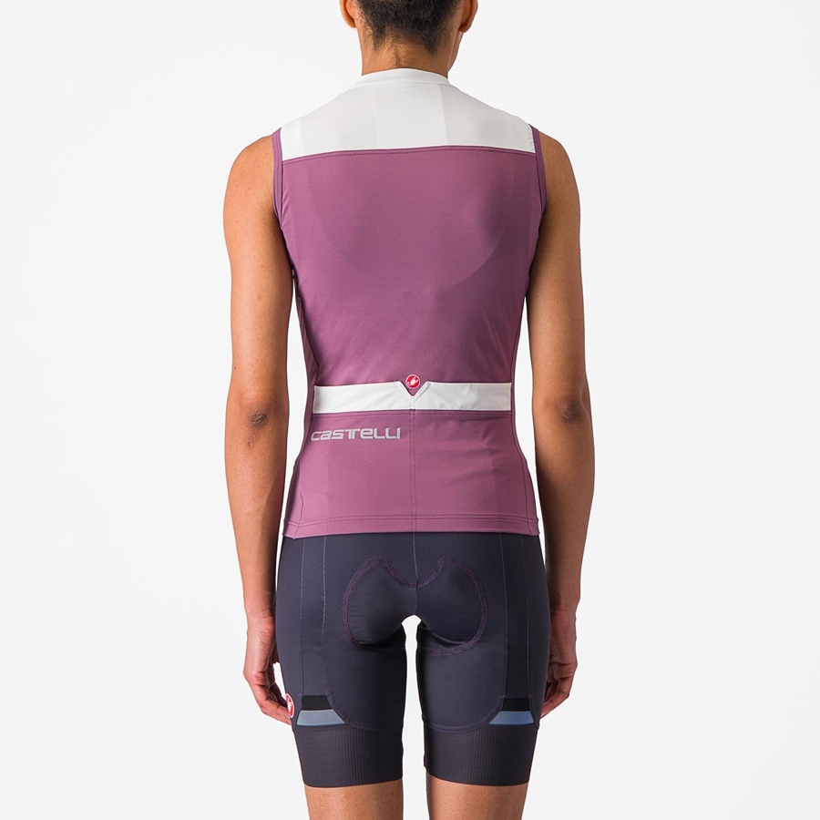 Deep Purple / White Castelli SOLARIS SLEEVELESS Women Jersey | KNT436758