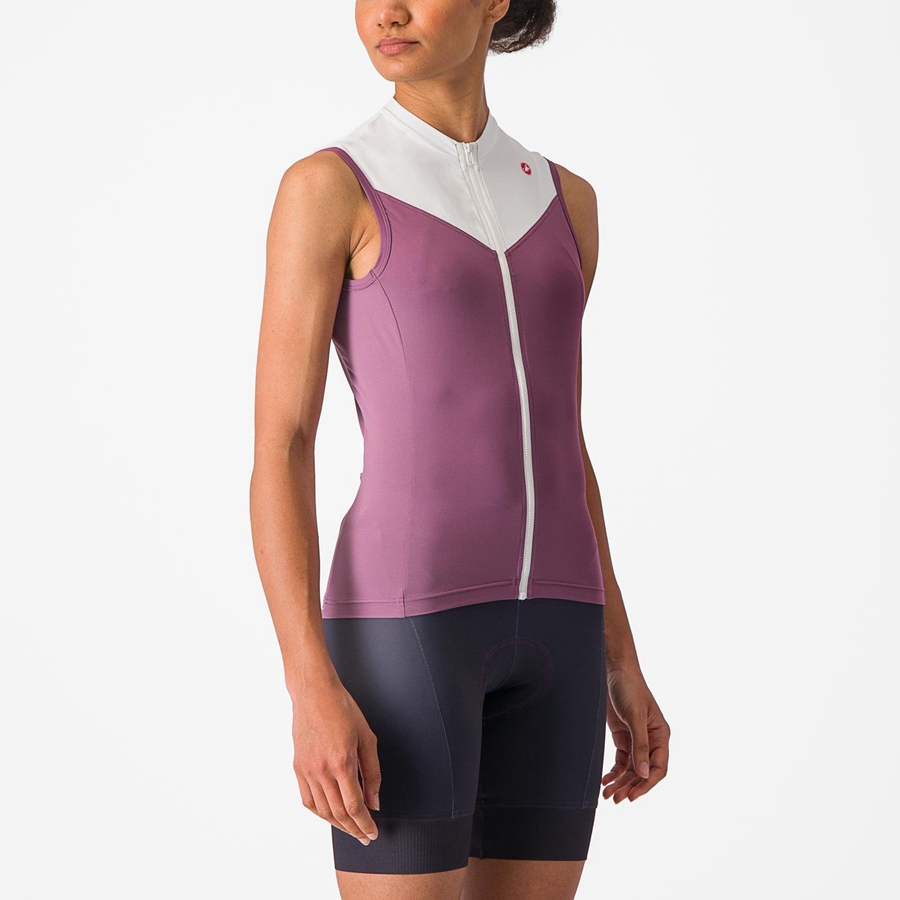 Deep Purple / White Castelli SOLARIS SLEEVELESS Women Jersey | KNT436758