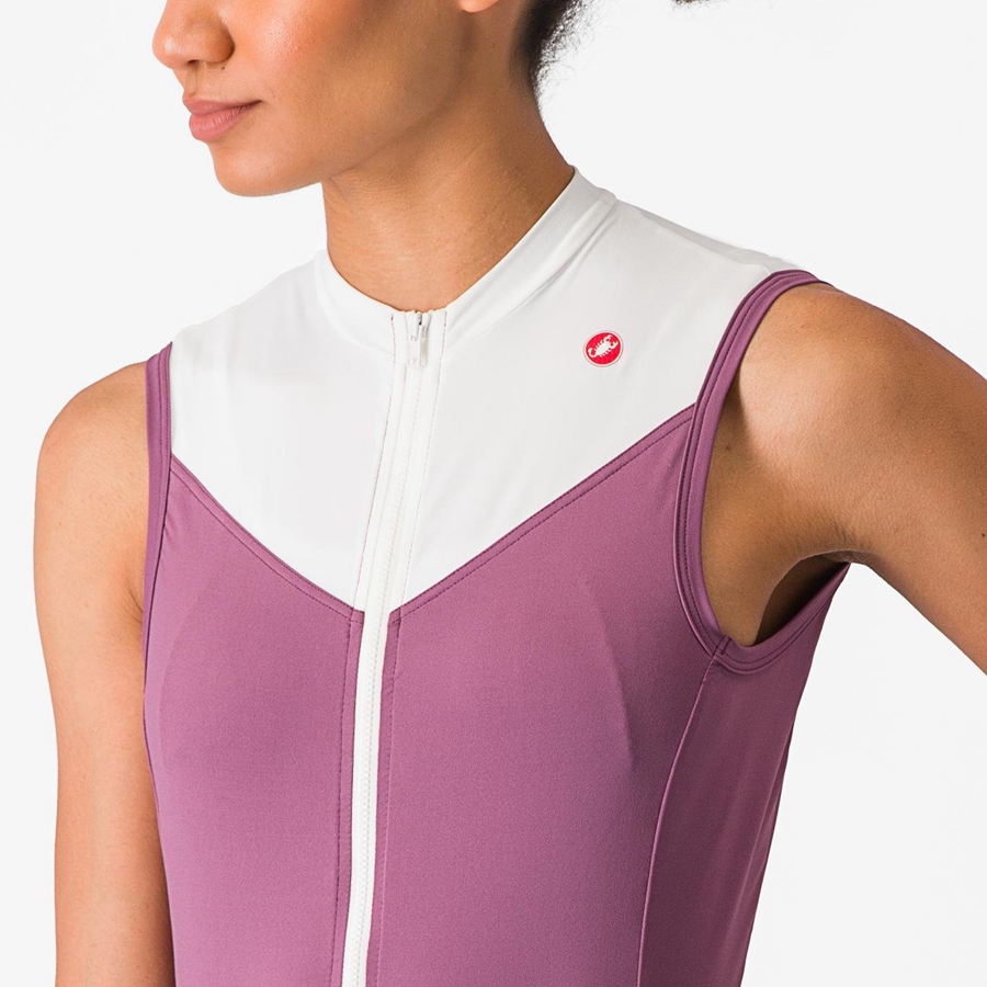 Deep Purple / White Castelli SOLARIS SLEEVELESS Women Jersey | KNT436758